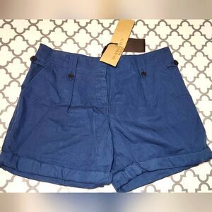 Burberry Britt Carlby Cotton and Linen Blend Bermuda Shorts Size 8  Teal Blue